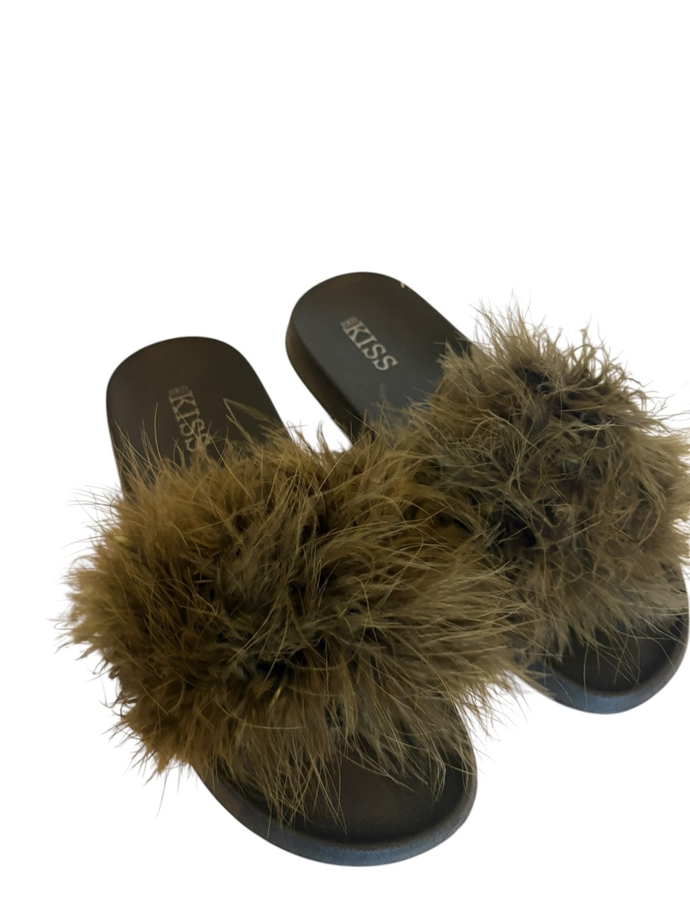 Kiss Olive Faux Fur Slide Sandals for Women